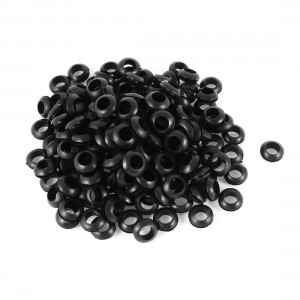 200 Pcs Black Dual Sided Wire Rubber Grommets Ring 10mm Inner Dia
