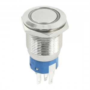 DC12V 3A Green LED Angel Eye SPDT Flat Momentary Metal Push Button Switch 19mm