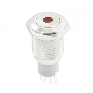 DC 12V Red Dot LED Indicator SPDT 16mm Latching Type Metal Push Button Switch
