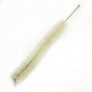 Twisted Metallic Handle Beige Bristles Laboratory Test Tube Brush