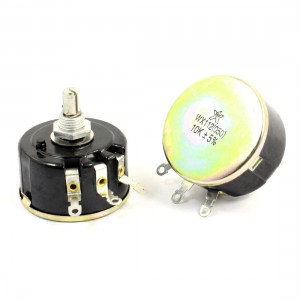 Round Shaft 5W 10K Ohm Variable Resistor Wirewound Potentiometer WX112(050) 2pcs
