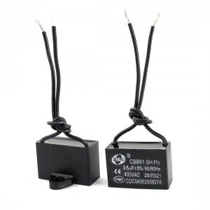 Black Polypropylene Film Motor Run Capacitor 2.5uF AC 400V CBB61 2pcs