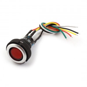 DC 24V 22mm Panel Mount SPDT Latching Push Button Switch w Red Pilot Lamp