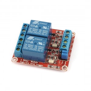 DIY Red 2 Channel High Low Level Trigger Relay Circuit Module DC 24V