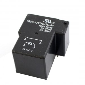 DC 12V Coil 4 Pins NO NC DPST Plastic Shell PCB Type Power Relay Black