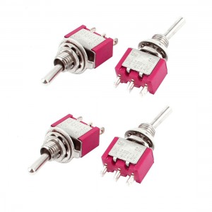 4pcs 6mm Mounting 2 Position 3-Terminals SP2T Toggle Switch AC 250V 2A 120V 5A