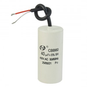 CBB60 AC 450V 40uF Cylinder Shaped Non Polar Motor Capacitor