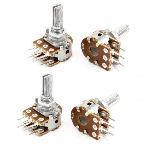 4 Pcs B10K 10K ohm 6 Pins Split Shaft Rotary Linear Dual Taper Potentiometers