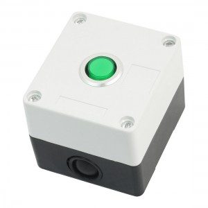SPDT Self-Locking Green Light White Plastic Case Push Button Control Station
