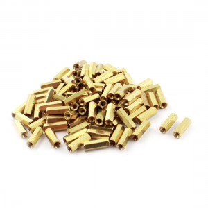 M3 Female Thread Brass Pillar PCB Standoff Hexagonal Spacer 14mm 100Pcs