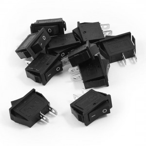 AC250V 15A 2 Pins SPST I/O Black Key Snap in Boat Rocker Switch 10 Pcs