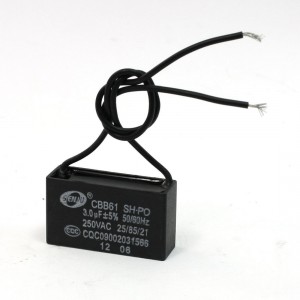 CBB61 3uF AC 250V Rectangle Non Polar Motor Strating Capacitor