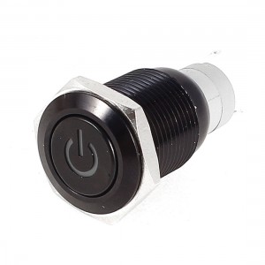 12V Green Angel Eye LED Latching 16mm Self-lock Push button Switch SPDT