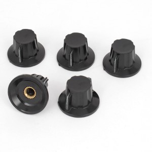 Black 18mm Top Dia 6mm Shaft Potentiometer Volume Control Knobs 5 Pcs
