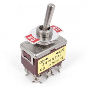 AC 250V 15A DPDT Locking 6 Screw Terminals Latching Toggle Switch