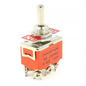 ON-ON 2 Way DPDT 6 Screw Terminals Latching Toggle Switch AC 250V 15A