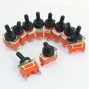10 Pcs 250V 25A SPST Latching Rocker Type 2 Position Toggle Switch w Cover