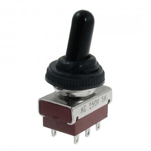 5A/250VAC ON/ON 2 Position DPDT 6 Pins Latching Toggle Switch w Waterproof Boot