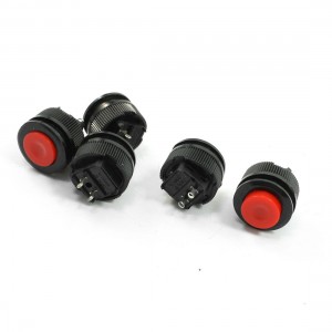 1A 250VAC Red Round Cap Locking Action SPST Solder Button Switch 5Pcs
