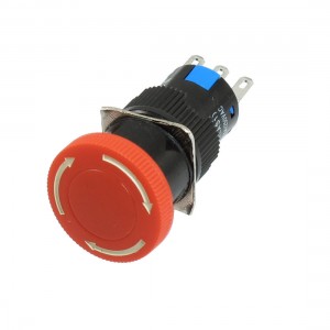 250VAC/5A SPDT 3 Terminals Red Mushroom Head Latching Push Button Switch