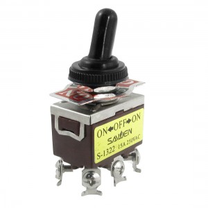 AC 250V 15A on/center off/on DPDT 6 Terminals Toggle Switch w Waterproof Boot