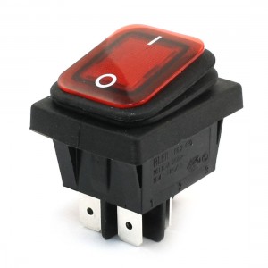 16(8)A 250VAC 2 Position 4 Pin DPST Red Light Waterproof Car Rocker Switch
