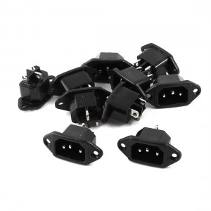 10 Pcs 250V 10A 3P Panel Mount C14 Male Plug AC Power Socket Connector
