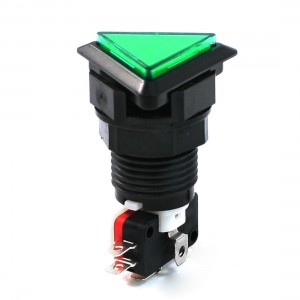 Green Triangle Cap NO NC Illuminated Push Button Switch AC 250V 15A