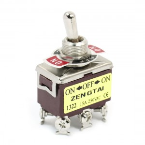 11mm Panel Mount DPDT ON/OFF/ON 3 Position Toggle Switch AC 250V 15A E-TEN1322