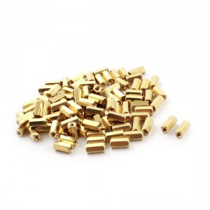 100Pcs M3x10mm Gold Tone Brass Pillar PCB Standoff Hexagonal Nut Spacer
