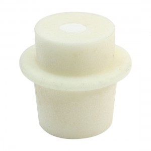 30mm-34mm 18mm Hole Dia Conical Flask Silicone Stopper Plug Beige