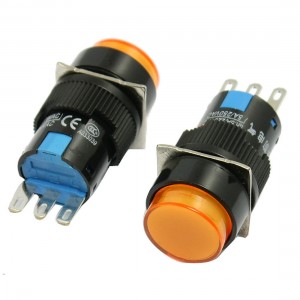 2 Pcs 3 Pin Momentary 1NO 1NC Orange Round Push Button Switch AC 250V 5A