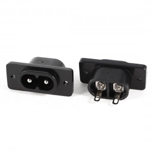 2 Pieces AC 250V 10A IEC320 C8 Screw Mount Inlet Plug Power Socket Black