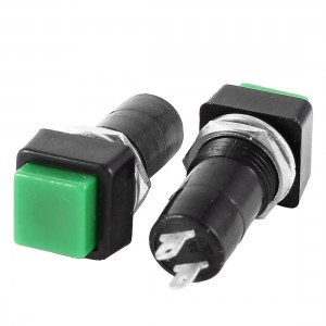 2 Pcs 3A AC 250V Square Green Cap SPST OFF/ON Momentary Push Button Switch