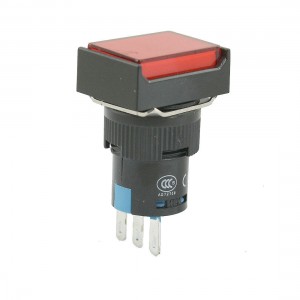AC 3A 250V 1NC NO Red Rectangle Momentary Pushbutton Switch