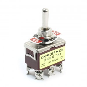 11mm Panel Mount DPDT ON/OFF/ON 3 Position Toggle Switch AC 250V 15A E-TEN223