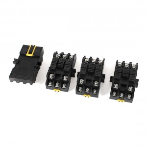 4 x Black 35mm DIN Rail Mount 11 Pin Terminals Power Relay Socket Base AC 220V