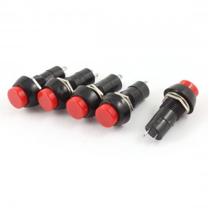 AC 250V 3A Red Cap SPST Latching Push Button Switch 5 Pcs