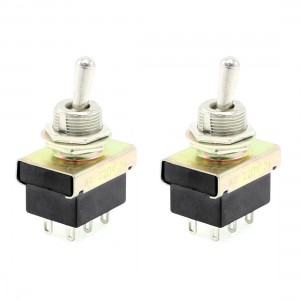 3A/220VAC ON/ON DPDT 2 Position 6-Terminals Toggle Switch 2 Pcs