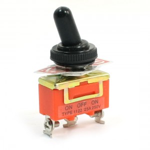 250V 25Amp SPDT Latching Rocker Type 3 Position Toggle Switch w Cover