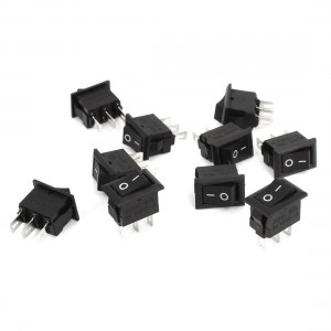 10Pcs Black Soldering 3Pin SPDT ON/OFF Snap in Rocker Switch AC 250V 3A