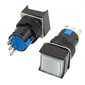 2 Pcs 1NO 1NC 3P White Square Latching Push Button Switch AC 250V 3A