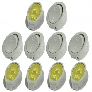 10 Pcs Oval Shape 250V 3A/6A 2 Pin SPST ON-OFF Rocker Boat Switch