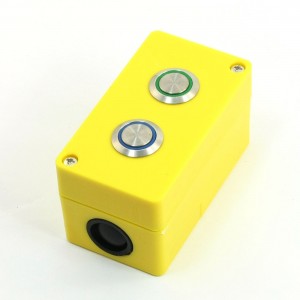 5A 250VAC Blue Green Indicator Latching SPDT 2 Metal Push Button Station