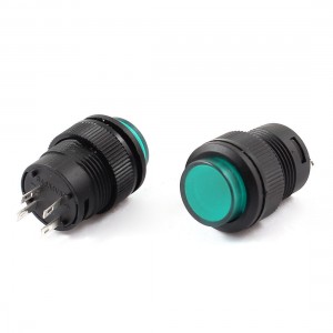 2 Pcs Green LED Light SPST Self Locking Push Button Switch R16-503 AC 250V 3A