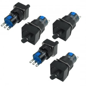 AC 250V 5A Square 2 Position 1NO 1NC Selector Push Button Switch 5 Pcs