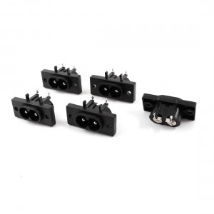 5pcs Black IEC320 C8 Male Plug Power Adapter Connector Socket AC 250V 2.5A