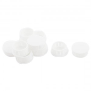 SKT-22 22.1mm White Plastic Snap in Domed Blank Lock Hole Plug Cover 10Pcs