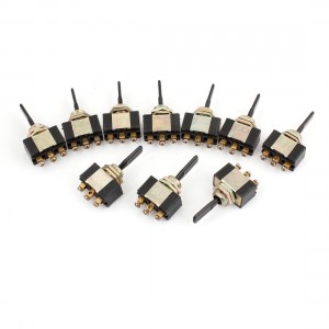 10 Pcs AC 2A/250V SPDT ON/OFF/ON 3 Position Latching Toggle Switch