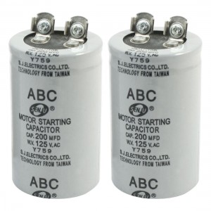 2Pcs AC125V 200MFD 200uF 2 Screw Terminals Motor Start Capacitor